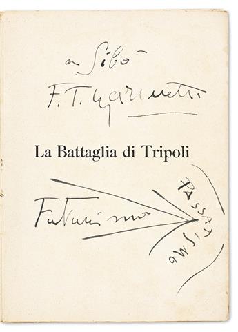 FILIPPO TOMMASO MARINETTI (1876-1944) & ENRICO PRAMPOLINI (1894-1956).  [MARINETTI WRITINGS]. Group of 2 books and 4 booklets. Sizes va